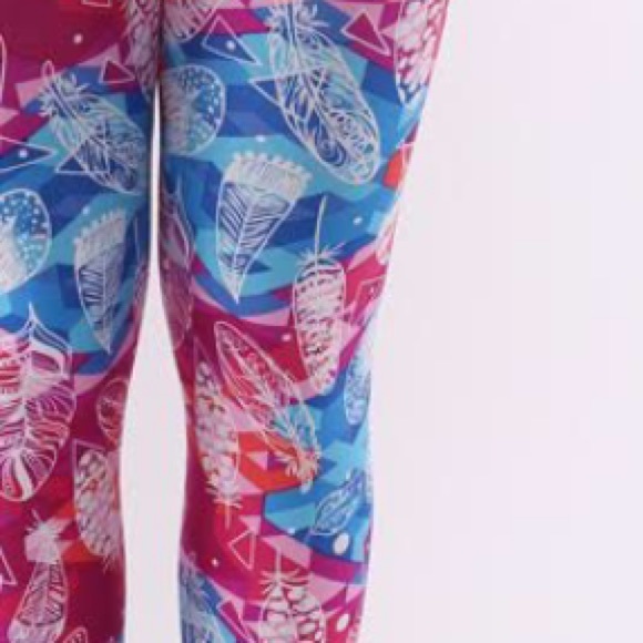 Feather print casual leggings pl203long - Picture 2 of 4